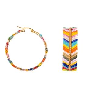 Embera Bead Project beaded hoop earrings.
